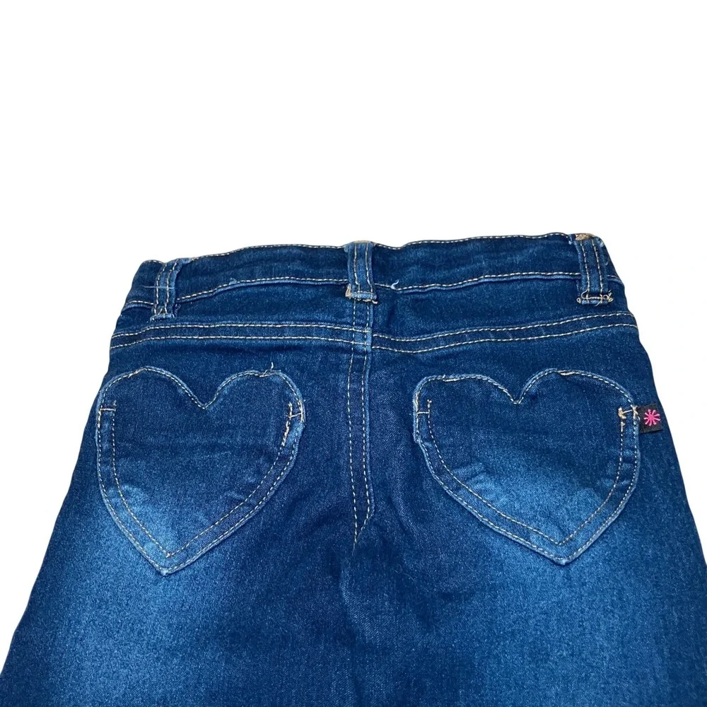 Delias Girl Size 4 Kids Skinny Jeans Blue Denim Indigo Wash With Heart Pockets